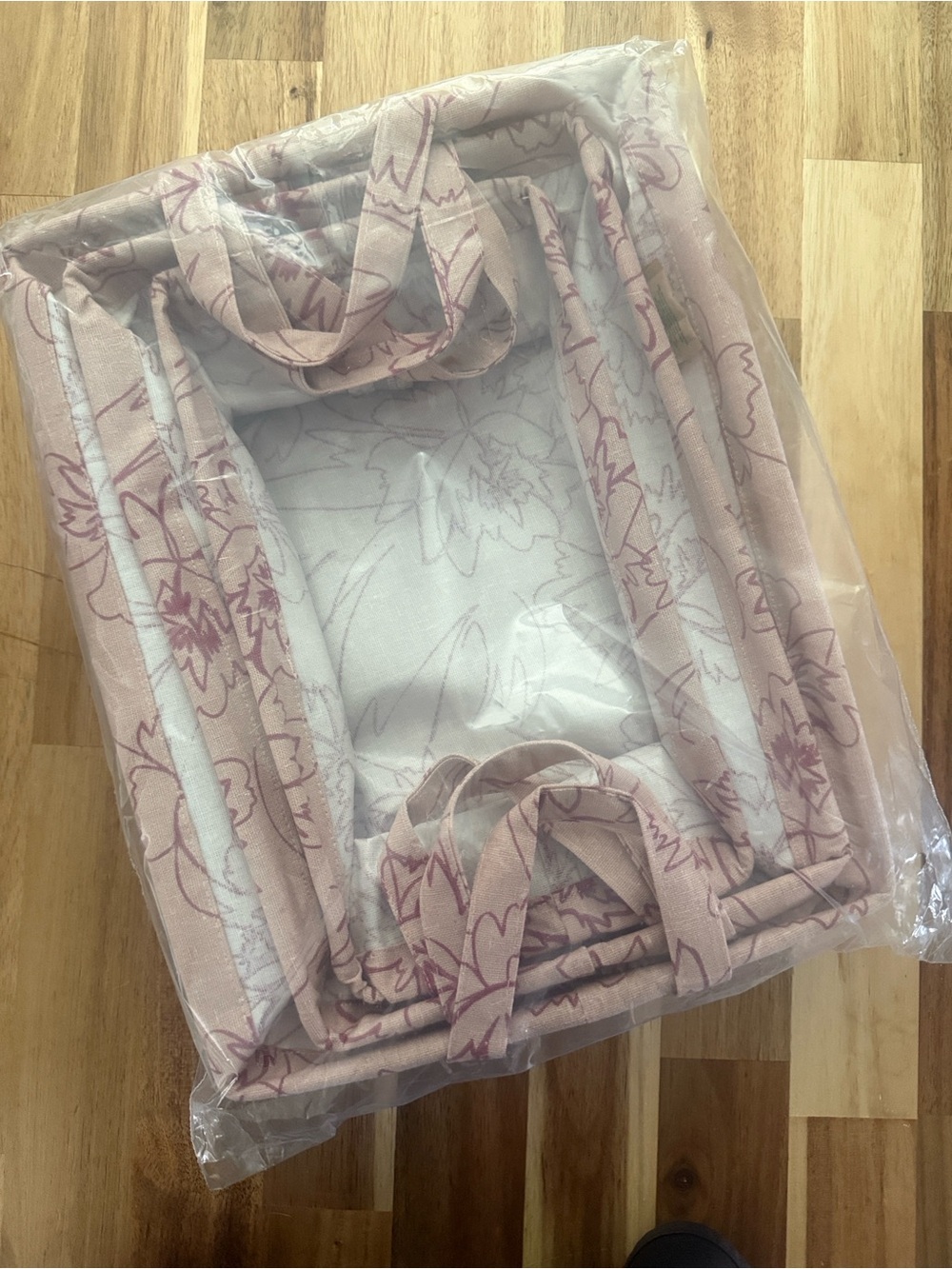 New Summer & Rose Brylin Pink Floral Basket Set Trio